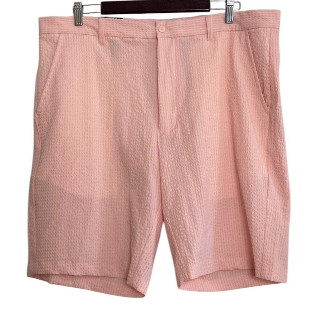 New FootJoy Golf Shorts Mens 38 x 10 Pink Quartz Performance Seersucker Stretch